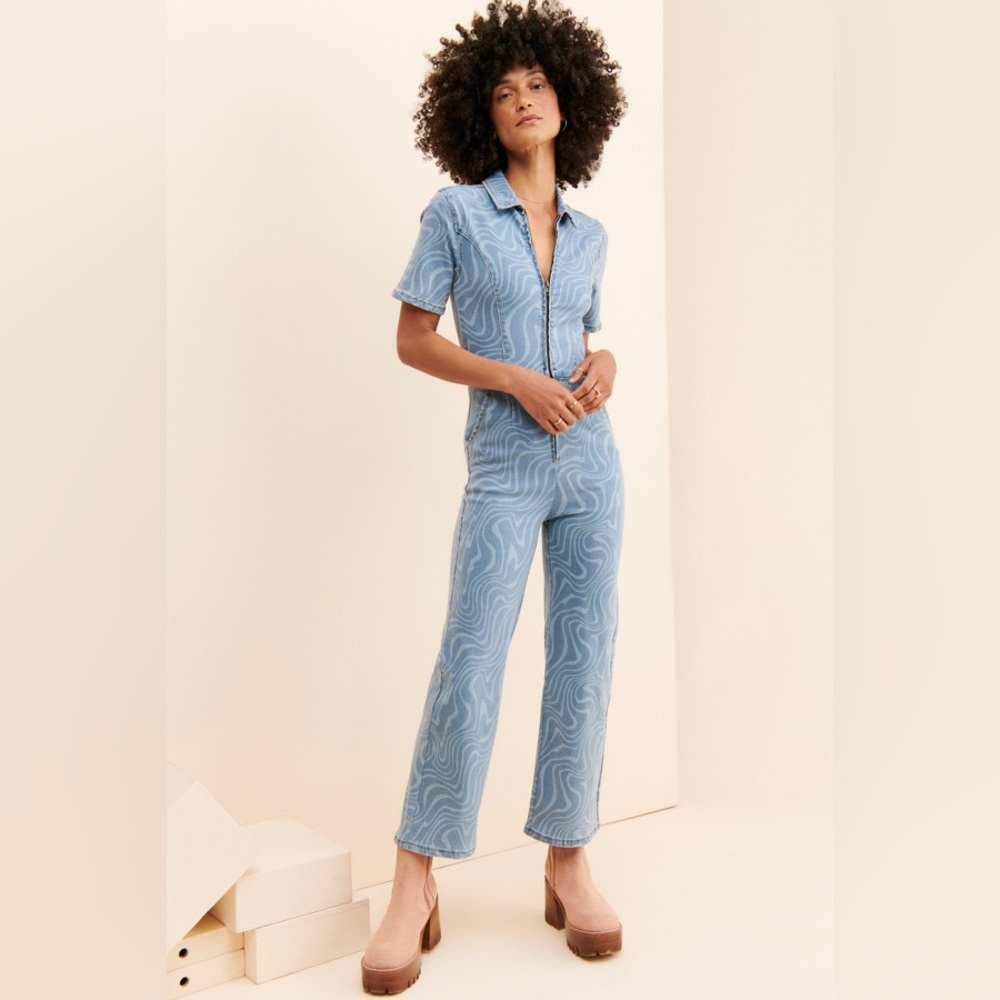 Another Girl Denim Swirl Coveralls